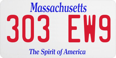 MA license plate 303EW9
