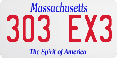 MA license plate 303EX3
