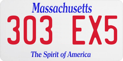 MA license plate 303EX5