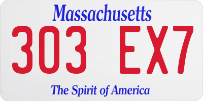 MA license plate 303EX7