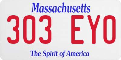 MA license plate 303EY0