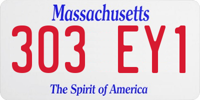 MA license plate 303EY1