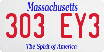 MA license plate 303EY3