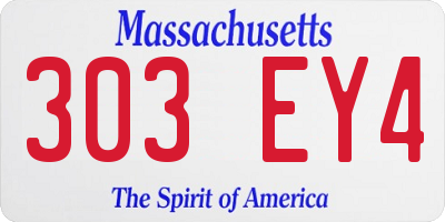 MA license plate 303EY4