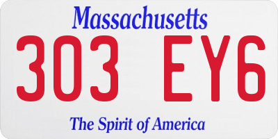 MA license plate 303EY6