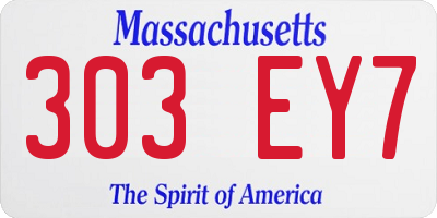 MA license plate 303EY7