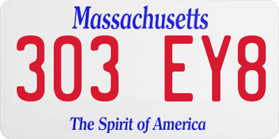 MA license plate 303EY8