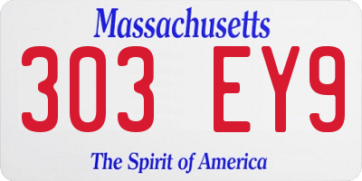 MA license plate 303EY9