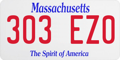 MA license plate 303EZ0