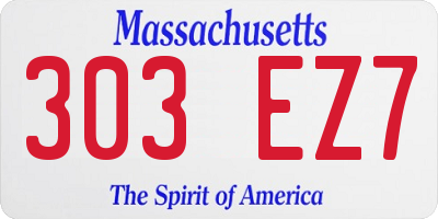 MA license plate 303EZ7