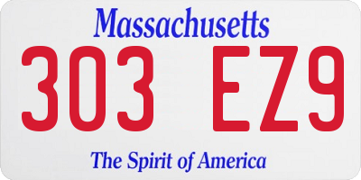 MA license plate 303EZ9