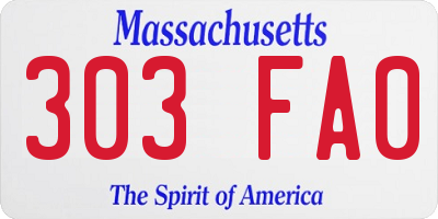 MA license plate 303FA0