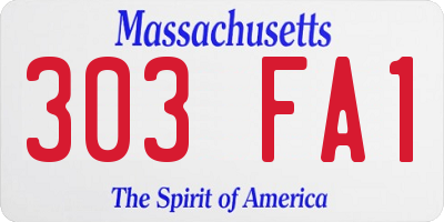 MA license plate 303FA1