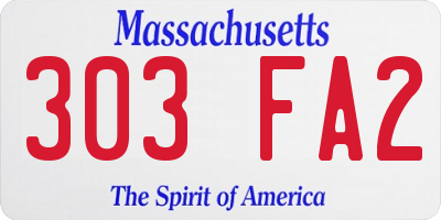 MA license plate 303FA2