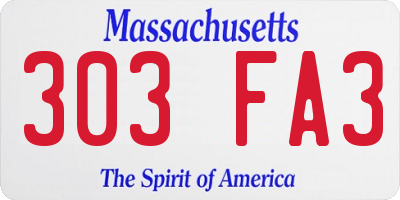 MA license plate 303FA3