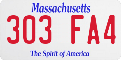 MA license plate 303FA4