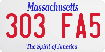 MA license plate 303FA5