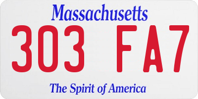 MA license plate 303FA7