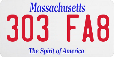 MA license plate 303FA8