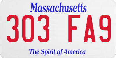 MA license plate 303FA9