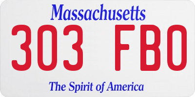 MA license plate 303FB0