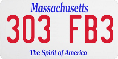 MA license plate 303FB3