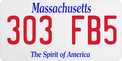 MA license plate 303FB5
