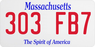 MA license plate 303FB7