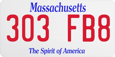 MA license plate 303FB8