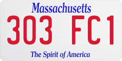MA license plate 303FC1