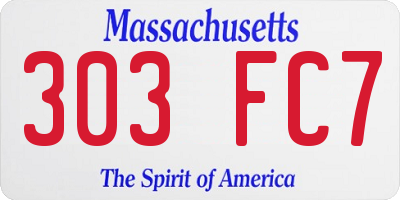 MA license plate 303FC7