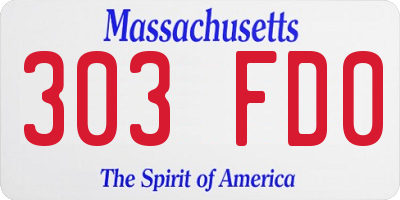 MA license plate 303FD0