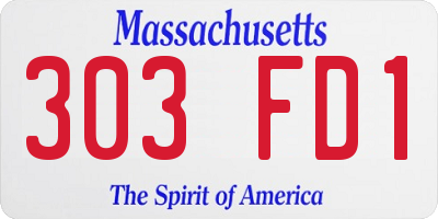 MA license plate 303FD1