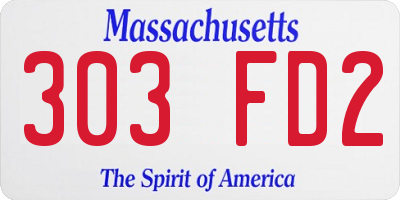 MA license plate 303FD2