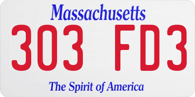 MA license plate 303FD3