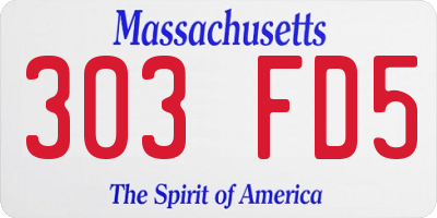 MA license plate 303FD5