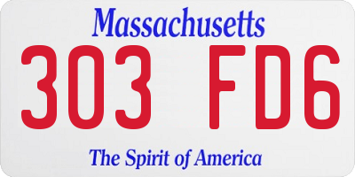 MA license plate 303FD6
