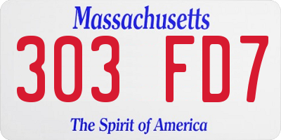 MA license plate 303FD7