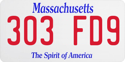 MA license plate 303FD9