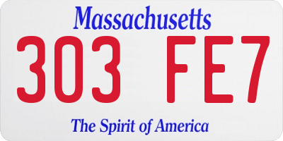 MA license plate 303FE7