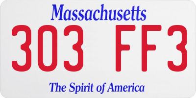MA license plate 303FF3