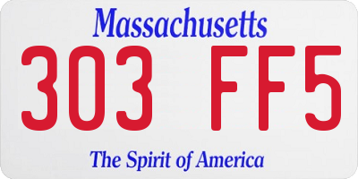 MA license plate 303FF5
