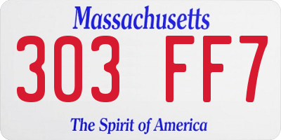 MA license plate 303FF7