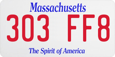 MA license plate 303FF8