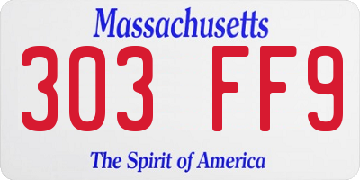 MA license plate 303FF9
