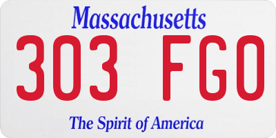 MA license plate 303FG0
