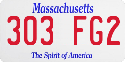 MA license plate 303FG2