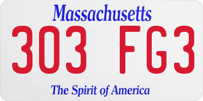 MA license plate 303FG3