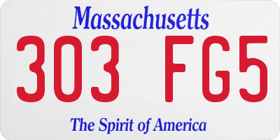 MA license plate 303FG5