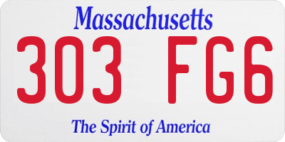 MA license plate 303FG6